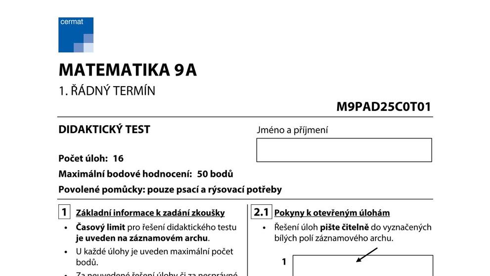 Didaktický test z matematiky – 1. řádný termín (1)