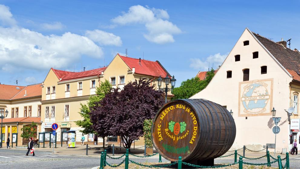 Žatec Pivní sud - symbol města na Kruhovém náměstí