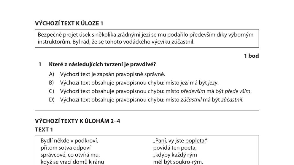 Didaktický test z českého jazyka a literatury - 1. řádný termín  (2)