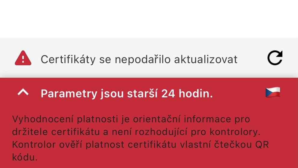 Neplatný certifikát v Tečce