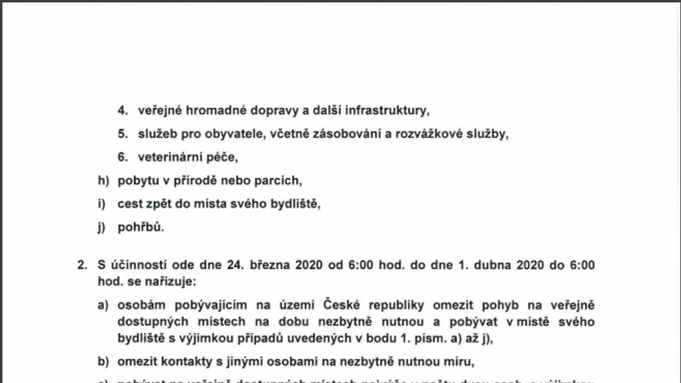 Opatření MZČR ze dne 23. 3. 2020