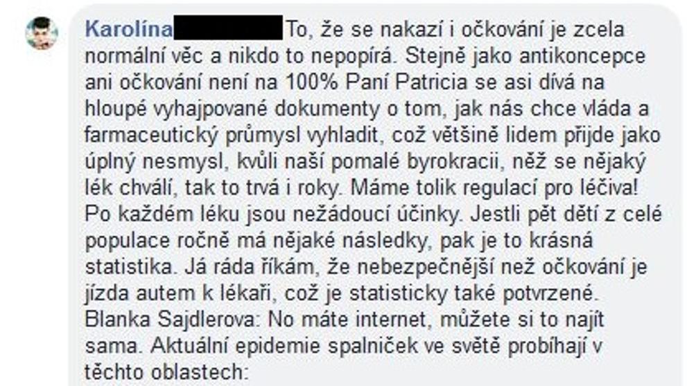 Komentáře lidí na facebooku ke spalničkám - 4