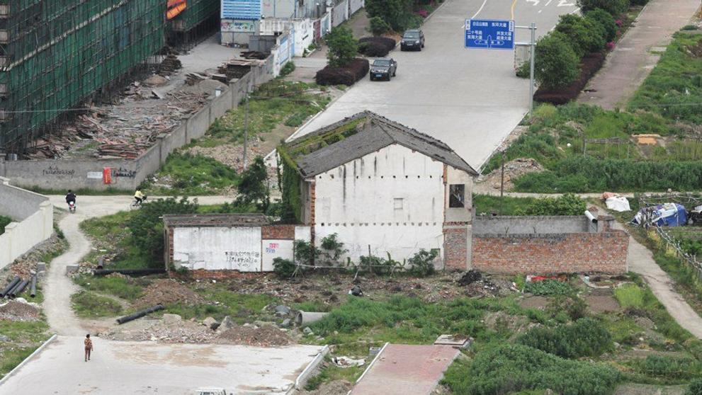Domy, které odmítli prodat jejich majitelé - Provincie Zhejiang v Číně