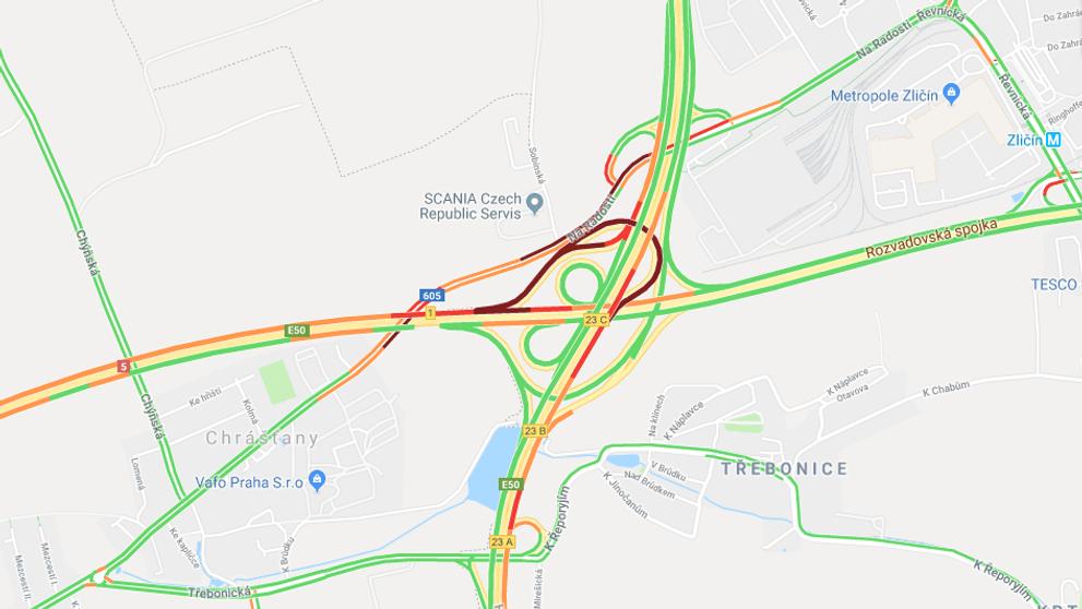 Mapa komplikací na Pražském okruhu