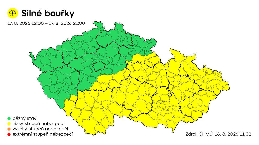 Výstraha ČHMÚ – Silné bouřky