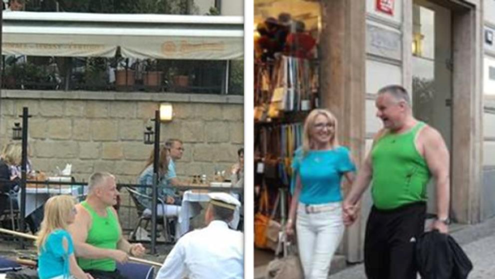Jiří Kajínek s přítelkyní na procházce Prahou