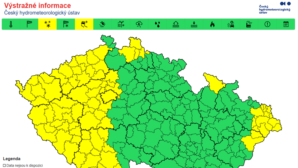 Výstražné informace před novou sněhovou pokrývkou a náledím