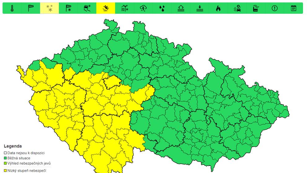 Výstraha před ledovkou, 12. 2. odpoledne