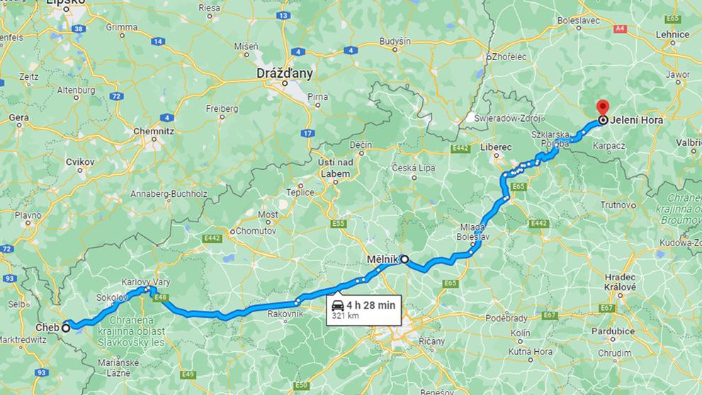 Mapa Trasa Cheb