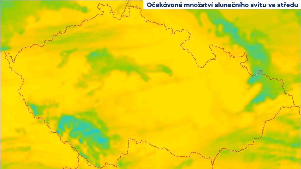Očekávané množství slunečního svitu ve středu, 18. 9. 2024