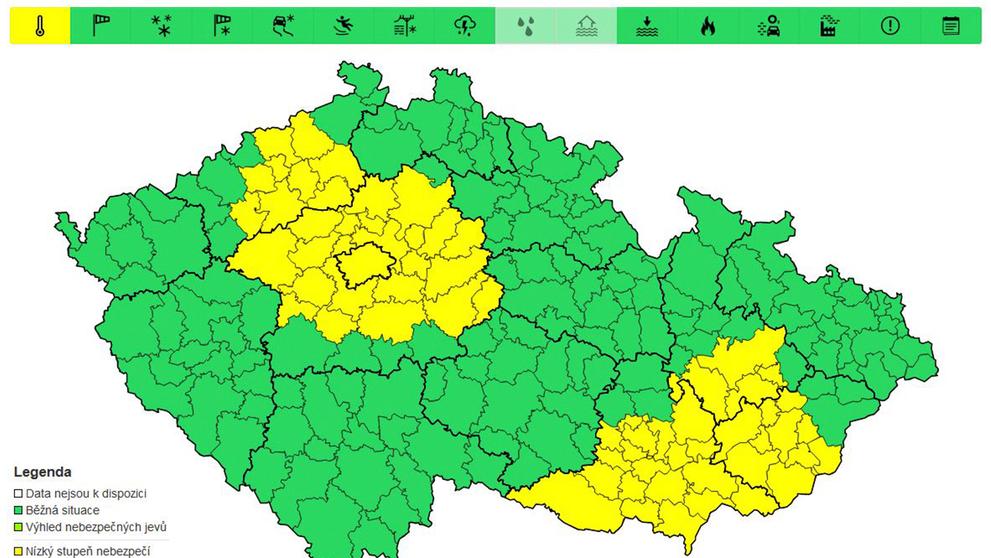 Výstraha před vedry 15. 7. 2024