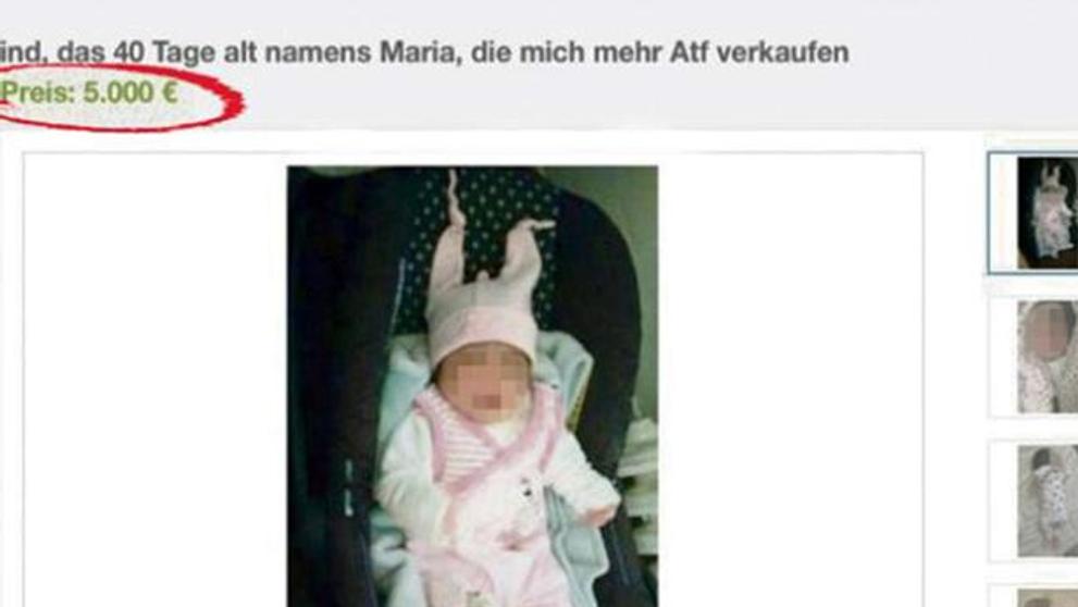 Miminko k prodeji na eBay
