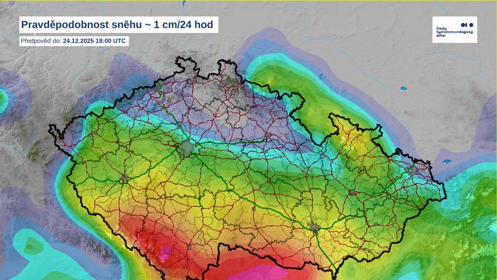 Mapa pravděpodobnosti sněhu