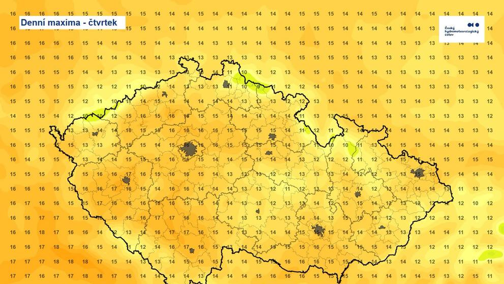 Denní maxima ve čtvrtek 24. 9. 2026
