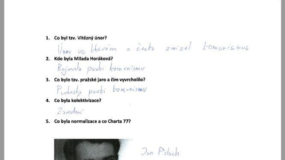 Odpovědi studentů v testu novodobé historie - Střepiny - 11