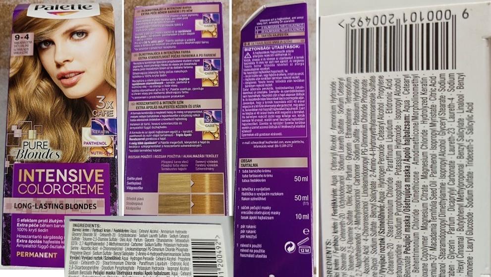 Schwarzkopf, Palette, INTENSIVE COLOR CREME, LONG-LASTING BLONDES, PURE Blondes, 9-4 VANILKOVÁ EXTRA SVĚTLÁ BLOND, 3x