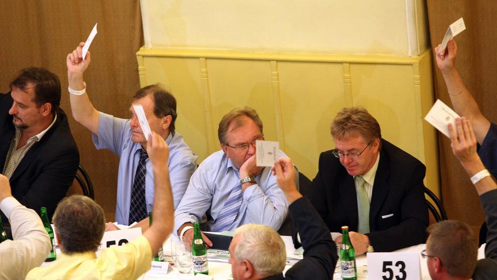 Hlasující delegáti na volební valné hromadě ČMFS 27. června