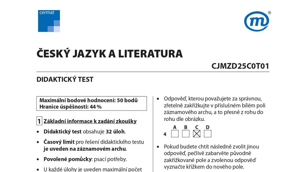 Didaktický test z českého jazyka 2025 (1)