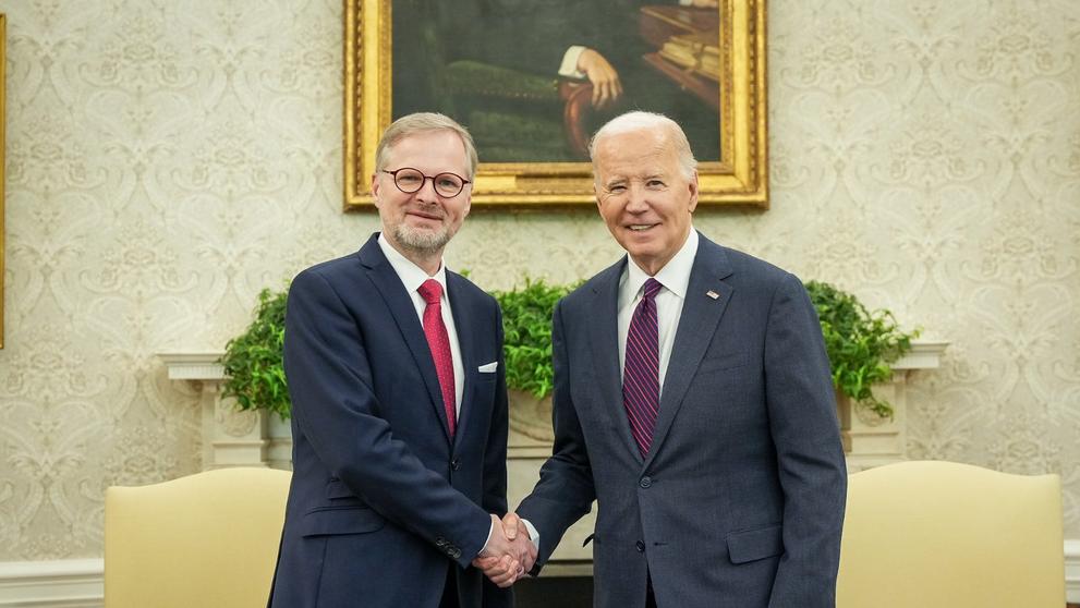 Petr Fiala jedná s Joe Bidenem, 15. 4. 2024
