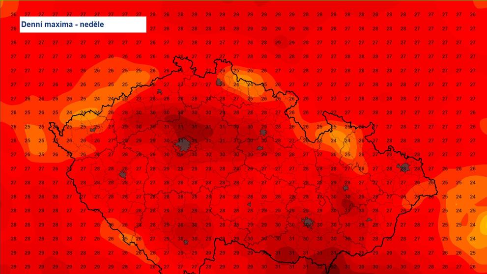 Denní maxima v neděli