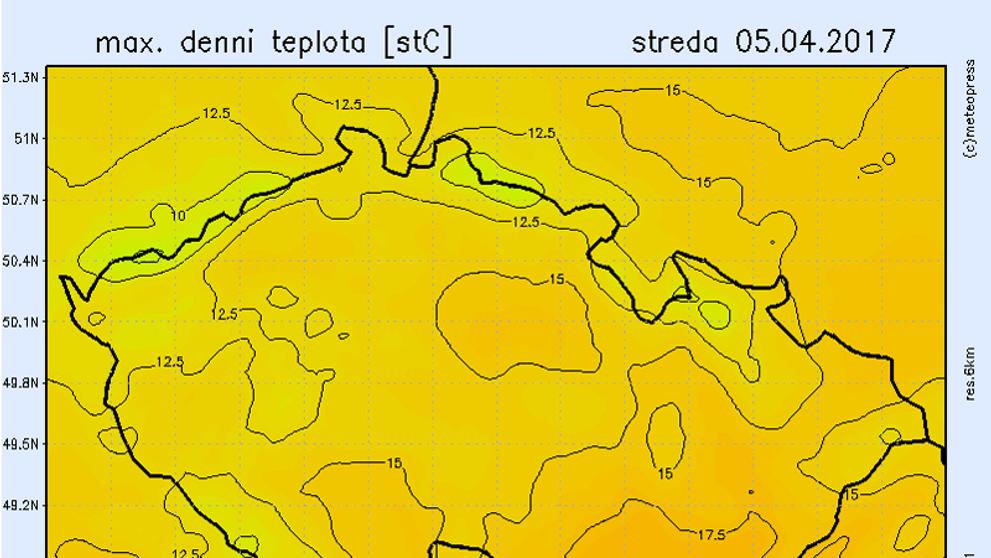 Teplotní mapy - středa