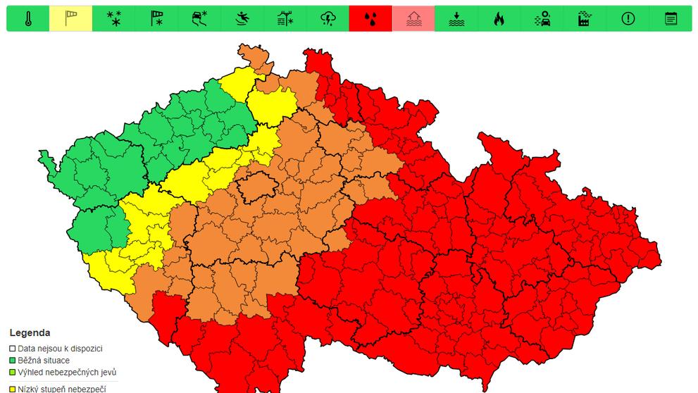 Výstraha před silným deštěm, 13. 9. a 14. 9. 2024