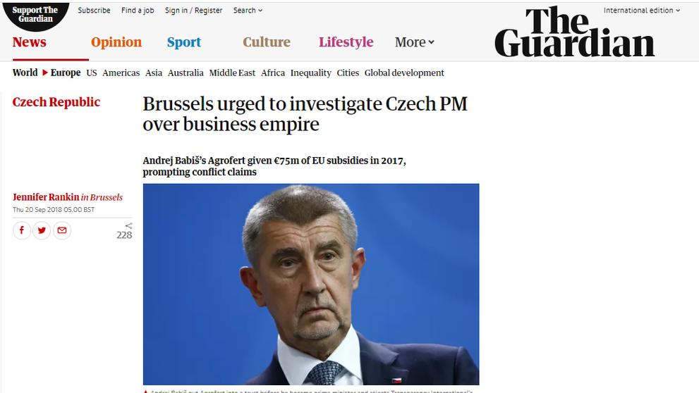 Andrej Babiš a zprávy v Evropě