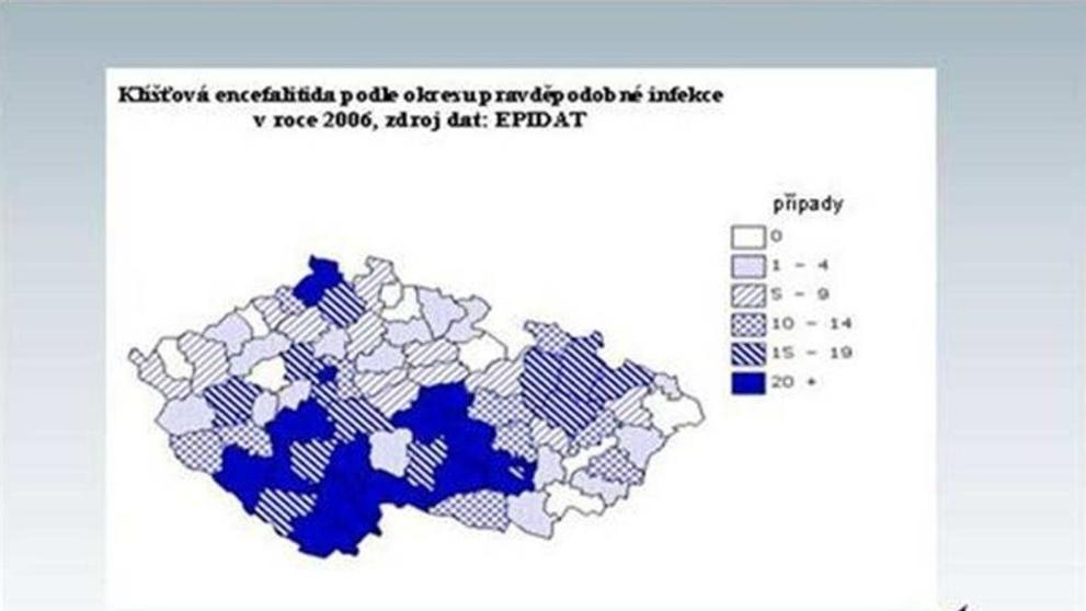 MAPY: Výskyty klíšťové encefalitidy 2006