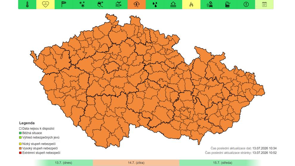 Výstraha ČHMÚ – Velmi silné bouřky