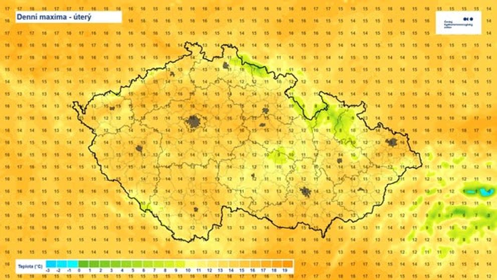 Denní maxima - úterý