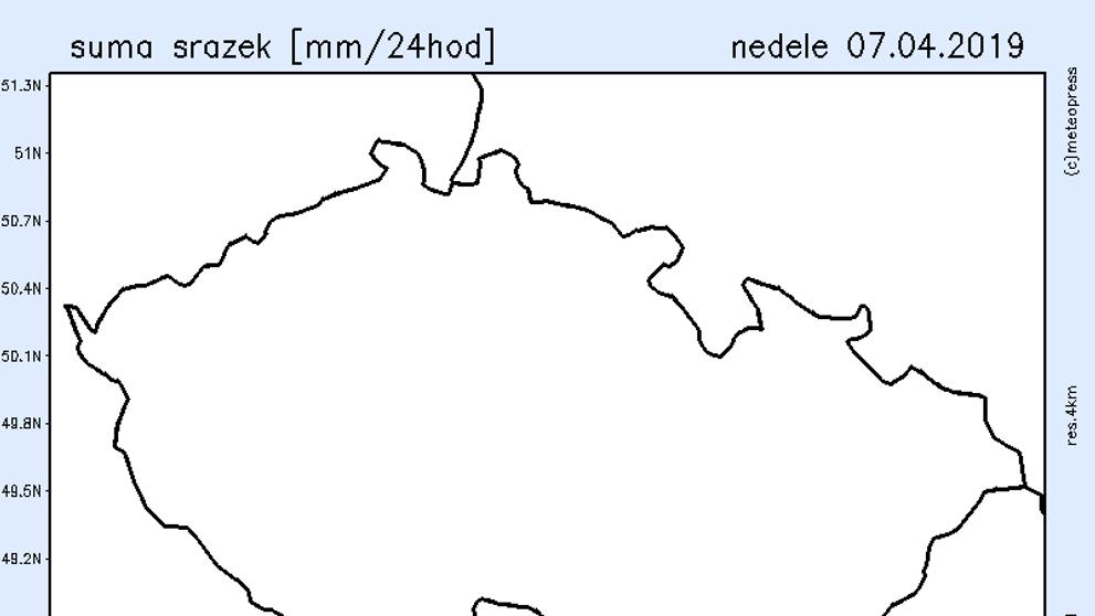 Srážkové mapy - neděle