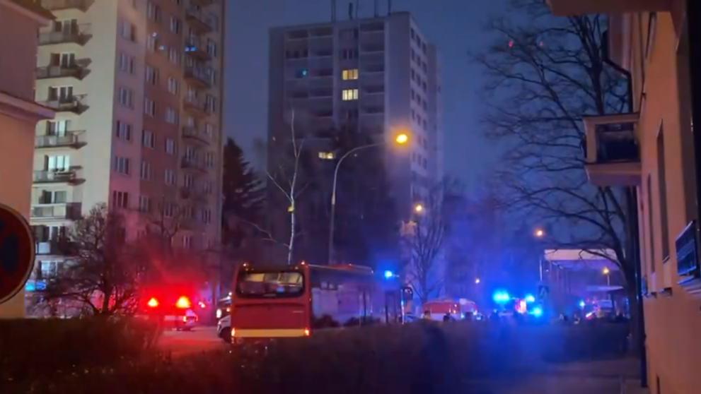 Požár v panelovém domě v Českých Budějovicích