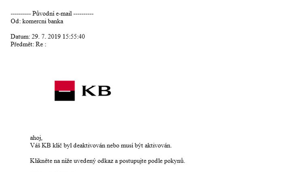 Podvodný email klientům Komerční banky