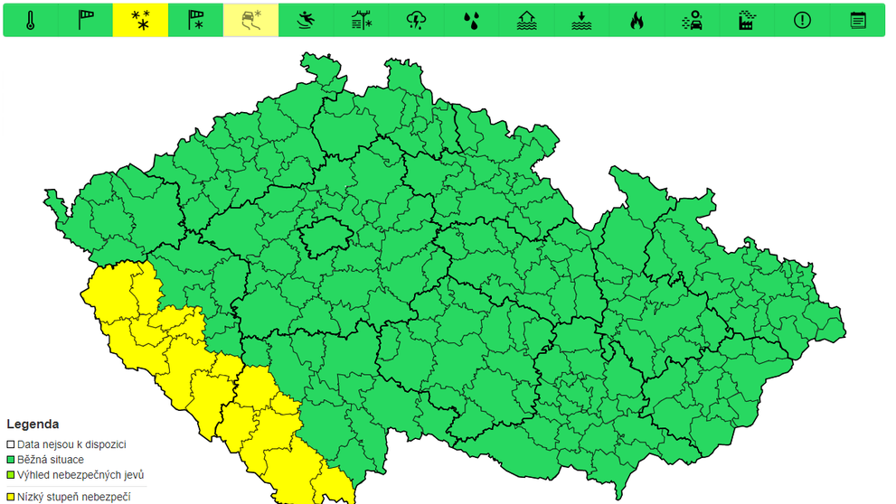 Výstraha před novou sněhovou pokrývkou 19. 11. 2022