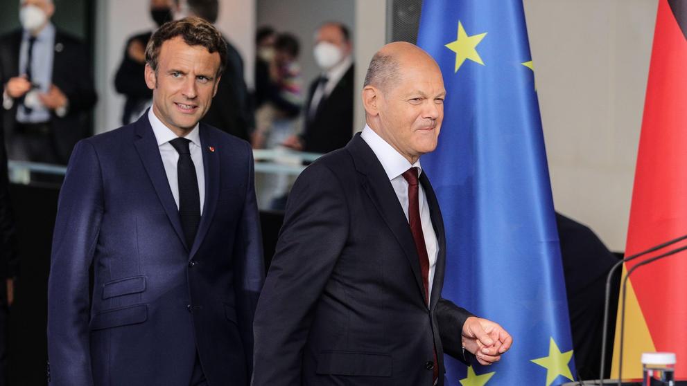 Emmanuel Macron Olaf Scholz, 9. 5. 2022
