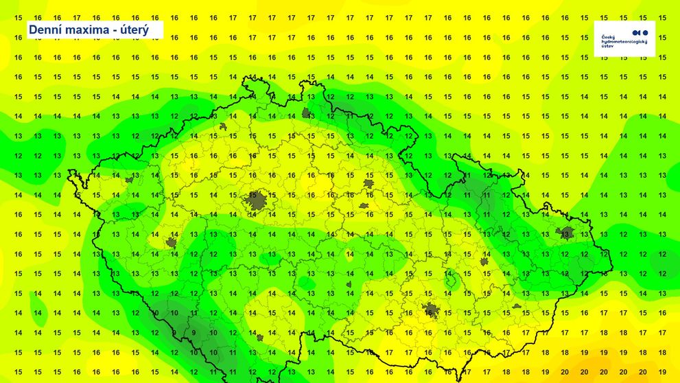 Denní maxima - úterý