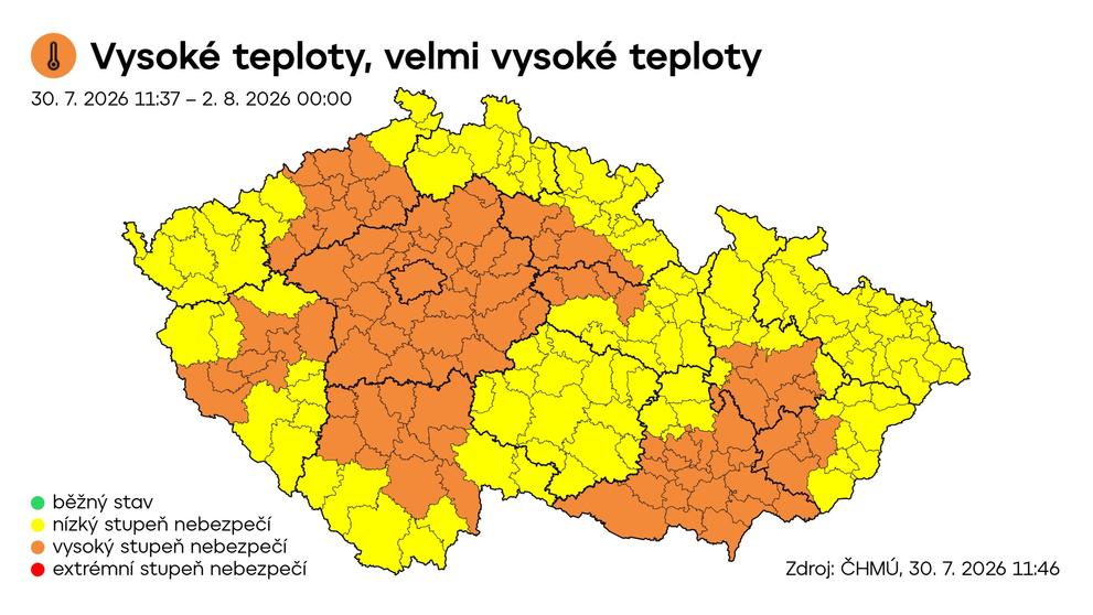 Výstraha ČHMÚ – Vysoké teploty, velmi vysoké teploty