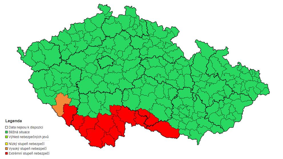 Výstraha před silným deštěm, 16. 9. 2024