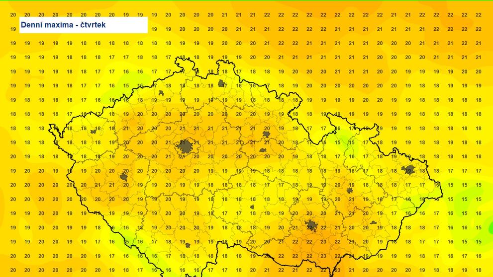 Denní maxima ve čtvrtek