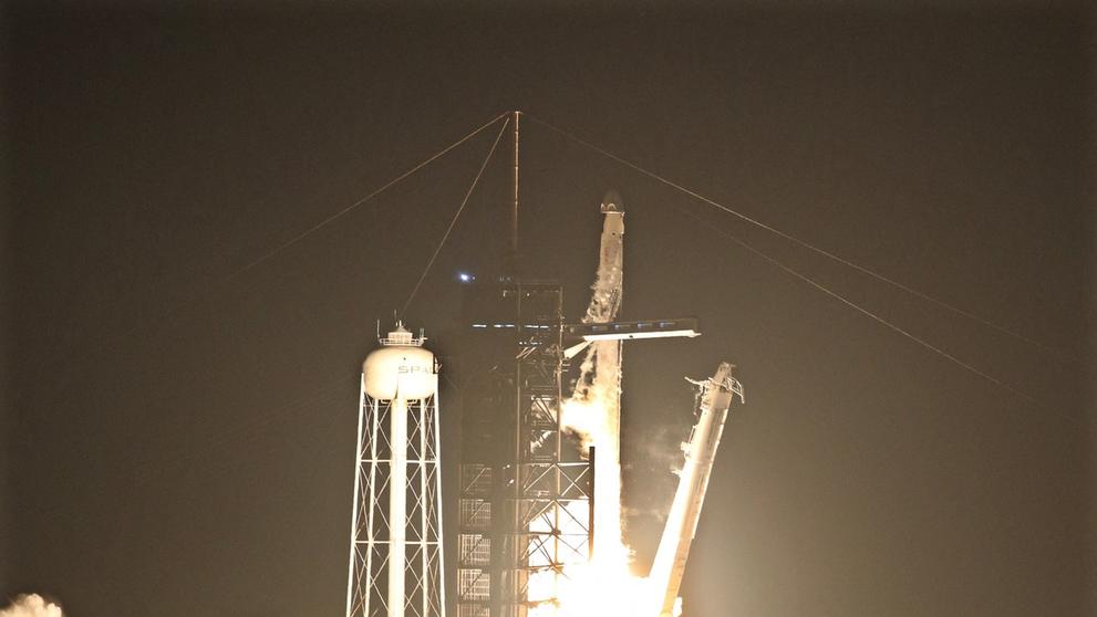 Posádka odstartovala z Kennedyho vesmírného střediska na Floridě v raketě Falcon společnosti SpaceX, 3. 3. 2024 (2)