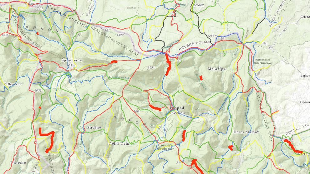 Uzavřené cesty v Krkonošském národním parku (1)