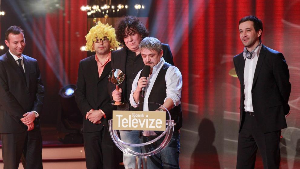 Marián Čurko spolu s Michalem Suchánkem a Richardem Genzerem na televizních cenách TýTý, 14. 4. 2012