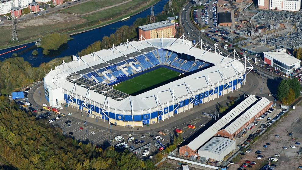 Pohled na stadion Leicesteru z ptačí perspektivy