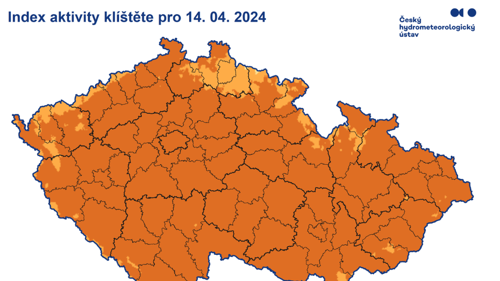 Index aktivity klíšťat 14. dubna