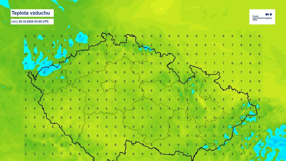 Předpověď počasí na 20.10. 2026