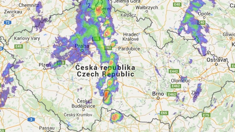 Meteoradar ve 14 hodin