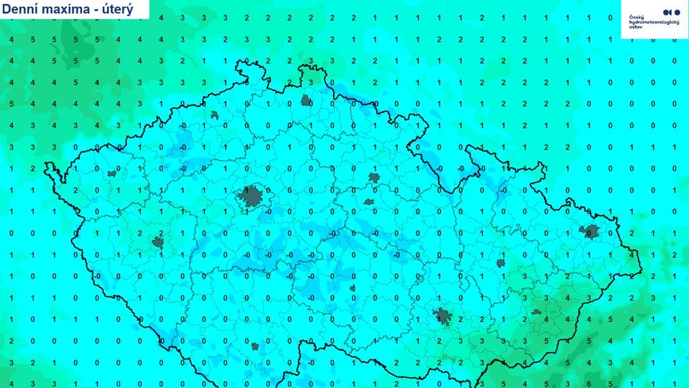 Denní maxima – úterý 25. 11.