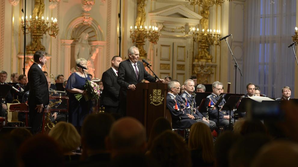 Miloš Zeman při projevu na Pražském hradě