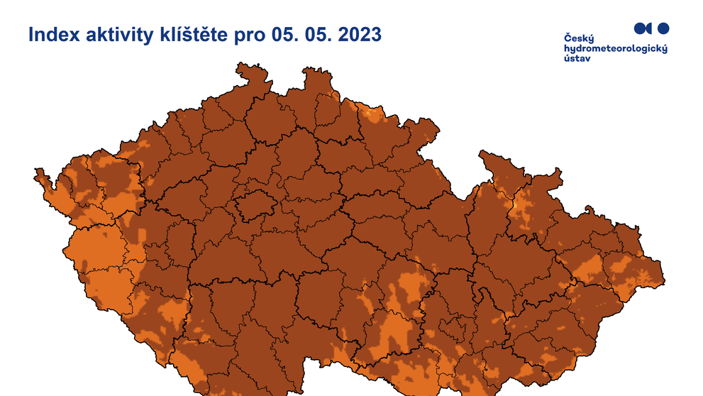 MAPA Aktivita klíšťat, 5. 5. 2023