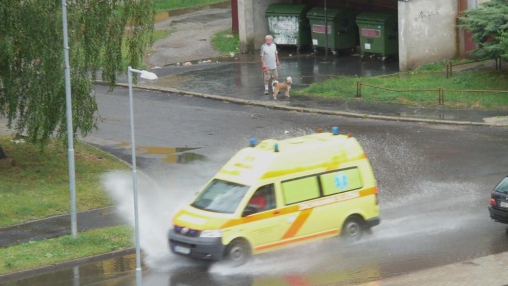 Zatopená silnice ve Varnsdorfu
